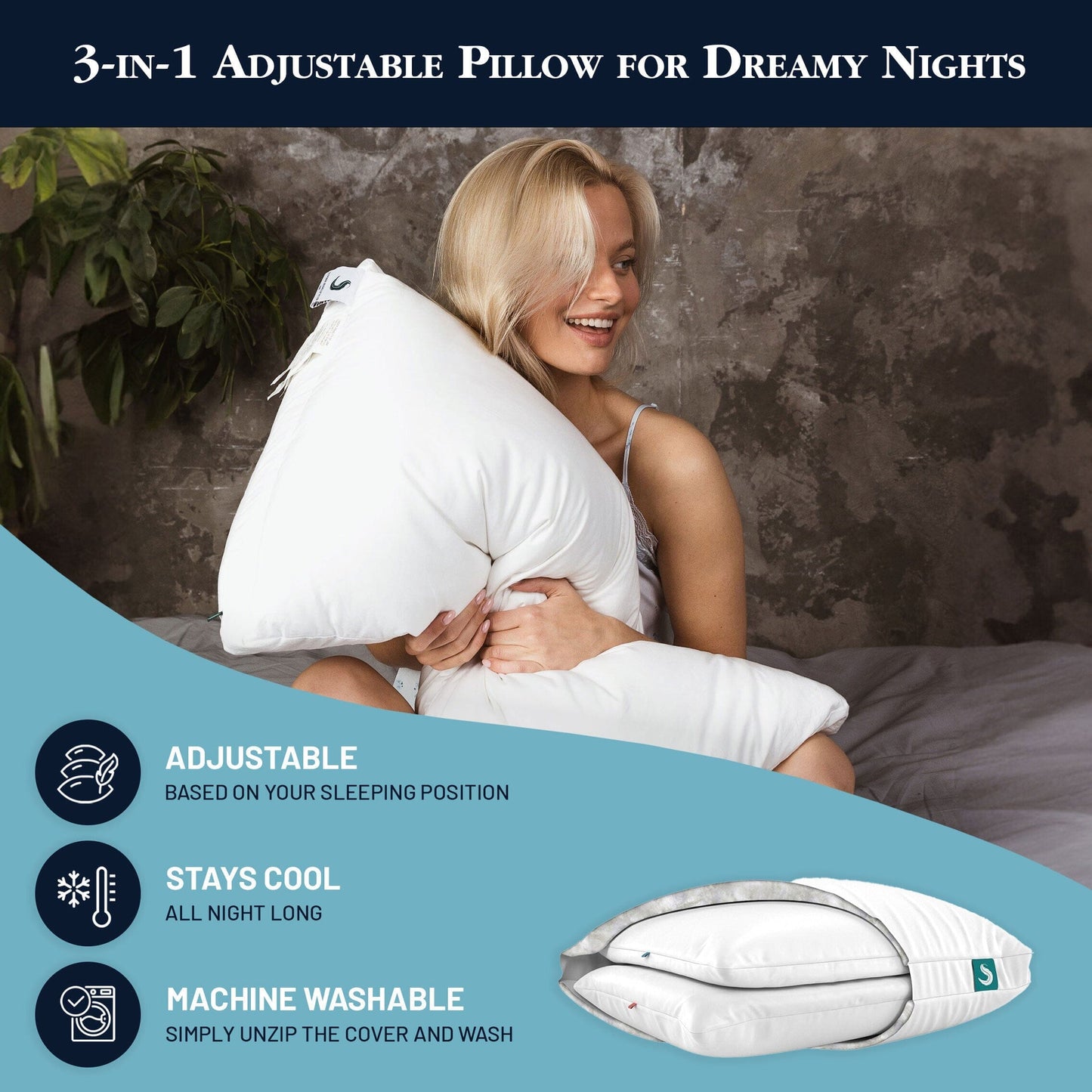 3-in-1 Adjustable Pillow