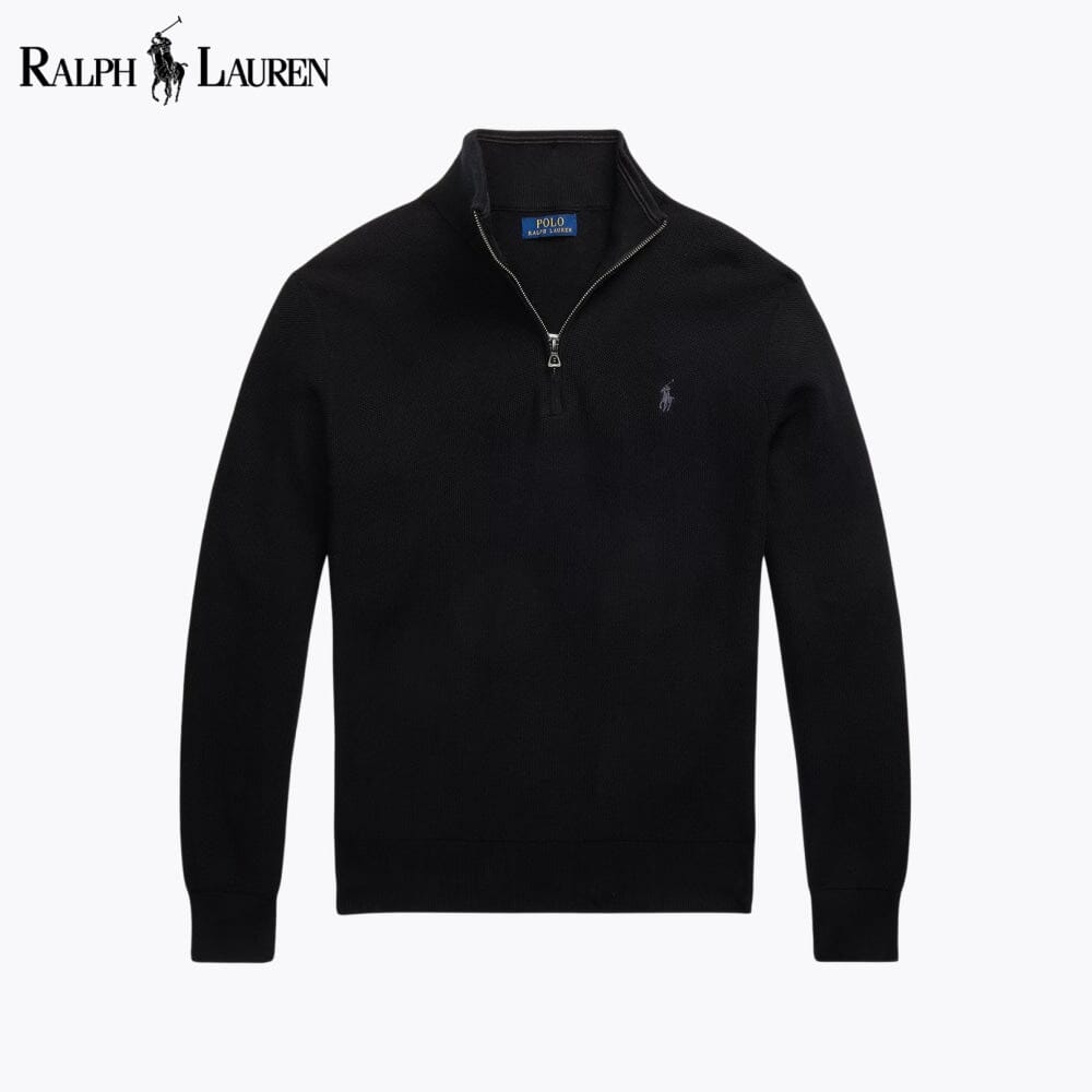 RL Mesh-Knit Cotton Quarter-Zip Sweater